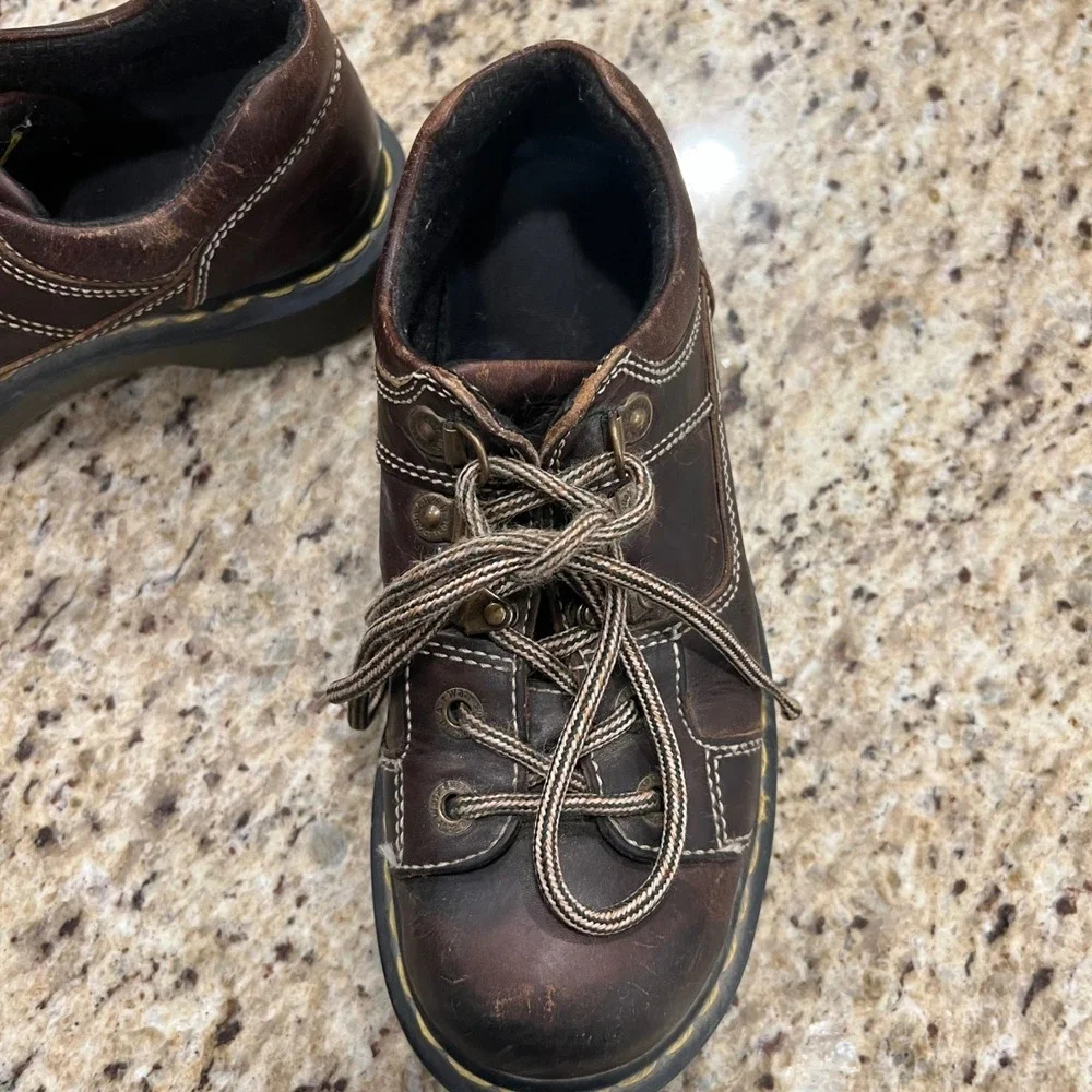 Dr. Martens 8A79 Brown Leather Chunky Oxford Shoes US Womens 6 Lug Sole